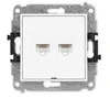 Karlik Elektrotechnik 25IGKBO-2 ICON Dvigubas kompiuterio lizdo mechanizmas 2xRJ45, kat. 5e, 8 kontaktų, be aprašymo lauko matinis baltas 25IGKBO-2