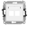 Karlik Elektrotechnik 25IGM-2P ICON Dvigubas multimedijos lizdo mechanizmas be modulio (standartinis „Keystone“) matinės baltos spalvos 25IGM-2P