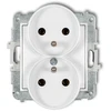 Karlik Elektrotechnik 25IGPR-2z ICON Dvigubo lizdo mechanizmas rėmui su įžeminimu 2x(2P+Z) (be srovės kelio sklendių) baltas matinis 25IGPR-2z