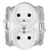 Karlik Elektrotechnik 25IGPR-2zp ICON Dvigubo lizdo mechanizmas rėmui su įžeminimu 2x(2P+Z) (srovės kelio sklendės) balta matinė 25IGPR-2zp