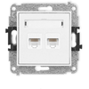 Karlik Elektrotechnik 25MGK-2 MINI Dvigubas kompiuterio lizdo mechanizmas 2xRJ45, kat. 5e, 8 kontaktų matinė balta 25MGK-2