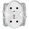 Karlik Elektrotechnik 25MGPR-2z MINI Dvigubo lizdo mechanizmas rėmui su įžeminimu 2x(2P+Z) (be srovės kelio sklendių) matinė balta 25MGPR-2z