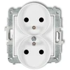 Karlik Elektrotechnik 25MGPR-2zp MINI Dvigubo lizdo mechanizmas rėmui su įžeminimu 2x(2P+Z) (srovės kelio sklendės) balta matinė 25MGPR-2zp