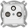 Karlik Elektrotechnik 25MGSN MINI Abonentinis lizdo mechanizmas 2 išėjimai SAT + TV matinės baltos spalvos 25MGSN