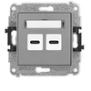 Karlik Elektrotechnik 27ICUSB-7 ICON dvigubas USB įkrovimo mechanizmas, 2xUSB C, maks. 20 W. pilka matinė 27ICUSB-7