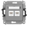 Karlik Elektrotechnik 27IGK-2 ICON Dvigubas kompiuterio lizdo mechanizmas 2xRJ45, kat. 5e, 8 kontaktų matinė pilka 27IGK-2