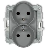 Karlik Elektrotechnik 27IGPR-2zp ICON Dvigubo lizdo mechanizmas rėmui su įžeminimu 2x(2P+Z) (srovės kelio sklendės) matinė pilka 27IGPR-2zp