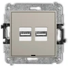 Karlik Elektrotechnik 60MCUSBBO-6 MINI dvigubas USB įkroviklis, 2xUSB A, 15,5 W maks., 5 V, 3,1 A, be etiketės, pilkšvai rudas 60MCUSBBO-6