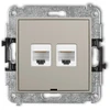 Karlik Elektrotechnik 60MGKBO-2 MINI Dvigubas kompiuterio lizdo mechanizmas 2xRJ45, kat. 5e, 8 kontaktų, be ženklinimo lauko taupe 60MGKBO-2