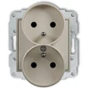 Karlik Elektrotechnik 60MGPR-2zp MINI Dvigubo lizdo mechanizmas rėmui su įžeminimu 2x(2P+Z) (srovės kelio sklendės) taupe 60MGPR-2zp