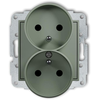Karlik Elektrotechnik 61MGPR-2zp MINI Dvigubo lizdo mechanizmas rėmui su įžeminimu 2x(2P+Z) (srovės kelio sklendės) sage 61MGPR-2zp