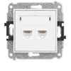 Karlik Elektrotechnik IGK-2 ICON Dvigubas kompiuterio lizdo mechanizmas 2xRJ45, kat. 5e, 8 kontaktų baltas IGK-2