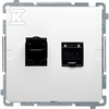 Kontakt-Simon Simon Basic kompiuterio lizdas dvivietis RJ45 6 kat. su baltąja diafragma (BM62E.01 / 11)