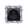 Kontakt-Simon Kontakt-Simon Simon 10 CGZ1CZ.01/49 kištukinis lizdas su įžeminimu, vienvietis, su srovės kelio sklendėmis, modulis 16A, 250V~, greitos jungtys, matinė juoda