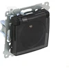 Kontakt-Simon Simon 54 lizdas IP44 versijai, be tarpiklio (modulio) 16A 250V transflip. Juodas kilimėlis. DGZ1BUZ.01 / 49A rėmelis