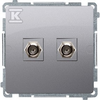 Kontakt-Simon Simon Basic antenos lizdas F tipo dvigubas sidabrinis matinis (BMAF2.01/43)