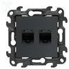 Kontakt-Simon Simon 24 Lizdas komputerowe podwójne ekranowane RJ45 kategoria 6, su przesłoną przeciwkurzową grafito mat N62E.01/38