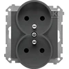 Kontakt-Simon Kontakt-Simon 55 TGZ2MCZ.01/116 kištukinis lizdas, dvigubas, įžemintas, su langinėmis, modulis 16 A, 250V~, greitos jungtys, grafito matinis