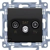 Kontakt-Simon Antenos lizdas Kontakt-Simon Simon 10 CASK.01/49 R-TV-SAT terminalas / terminalas praėjimo lizdo moduliui. 1x įvestis: 5MHz-2,4GHz matinė juoda