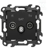 Kontakt-Simon Simon 24 Lizdas antenowe R-TV-SAT przelotowe juoda mat NASP.01/49