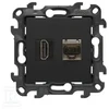 Kontakt-Simon Simon 24 Lizdas HDMI 2.1 + komputerowe RJ45 kat.6. juoda mat NGH21RJ45.01/49