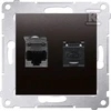 Kontakt-Simon SIMON54 kompiuterio lizdas, dvivietis 2xRJ45 cat.6 su antracito diafragma - D62.01 / 48