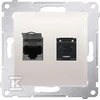 Kontakt-Simon SIMON54 kompiuterio lizdas (dvigubas) 2xRJ45 cat.6 su kremo diafragma - D62.01 / 41