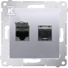 Kontakt-Simon Simon 54 Kompiuterių lizdai dviviečiai 2xRJ45 cat.6 su diafragma sidabrinis kilimėlis D62E.01 / 43 WMDK- 0640xx- 043 - WMDK- 0640xx- 043