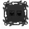 Kontakt-Simon Simon 24 Lizdas komputerowe RJ45 kategoria 5e + telefoniczne RJ11 juoda mat N5T.01/49