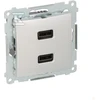 Kontakt-Simon įkroviklis 2xUSB 2.1A 5V / DC sidabro kilimėlis (DC2USB.01 / 43)