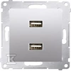 Kontakt-Simon įkroviklis 2xUSB 2.1A 5V / DC sidabro kilimėlis (DC2USB.01 / 43)