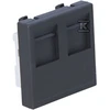 Kontakt-Simon K45 PCB dvivietis elektroninis lizdas 2xRJ su pilku grafito diafragma - KB76 / 14