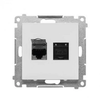 Kontakt Simon T62.01/114 Simon 55 Dvigubas kompiuterio lizdas RJ45 6 kategorija, su apsauga nuo dulkių (modulis) Šviesiai pilkas matinis T62.01/114