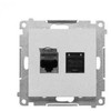 Kontakt Simon T62.01/143 Simon 55 Dviguba kompiuterio jungtis RJ45 6 kategorija, su apsauga nuo dulkių (modulis) Matinio aliuminio T62.01/143