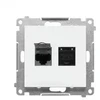 Kontakt Simon T62E.01/111 Simon 55 Dvigubas kompiuterio lizdas RJ45 6 kategorija, ekranuotas su apsauga nuo dulkių (modulis) Matinės baltos spalvos T62E.01/111