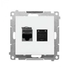 Kontakt Simon T62E.01/111 Simon 55 Dvigubas kompiuterio lizdas RJ45 6 kategorija, ekranuotas su apsauga nuo dulkių (modulis) Matinės baltos spalvos T62E.01/111