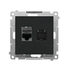 Kontakt Simon T62E.01/149 Simon 55 Dvigubas kompiuterio lizdas RJ45 6 kategorija, ekranuotas su apsauga nuo dulkių (modulis) Matinės juodos spalvos T62E.01/149
