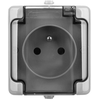 Kos Elektro System 180032 BRYZA Vienas hermetiškas lizdas su/be IP54 su dūmų sklende, pilka 180032