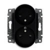 Kos Elektro System 520947 VENA2 Dvigubas lizdas su įžeminimu ir srovės nukreipimo sklende be rėmelio 2 x 2P+Z 16A 250V matinės juodos spalvos 520947