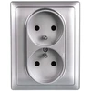 Kos Elektro System KOS Dvivietis lizdas KOS 66 žemės 16A 250V aliuminio (66036)