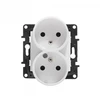 Legrand 863134 Niloe Step Lizdas maitinimo blokas dvigubas 2x2P+Z keliems rėmams, varžtiniai gnybtai, su kontaktine sklende balta 863134
