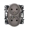 Legrand 863534 Niloe Step Dvigubas maitinimo lizdas 2x2P+Z keliems rėmams, varžtiniai gnybtai, su kontaktine sklende juoda 863534