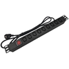 19 colių ilgio maitinimo lizdas 230 V - 9 lizdai (IEC320 C13), su LED jungikliu, 1,8 m laidu CEE 7/7 ALANTEC