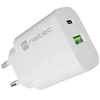 WALL CHARGER NATEC RIBERA 1X USB-A + 1X USB-C 20W Baltas