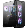 Kompiuterio korpusas MSI MPG GUNGNIR 110R Mid Tower žaidimų kompiuterio korpusas juodas, USB 3.2 Gen2 Type C, 4x 120mm ARGB ventiliatoriai, Mystic Light Sync, 1 prie 6 ARGB valdymo plokštė, 2x grūdinto stiklo panelės, ATX, mATX, mini-ITX