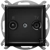 Ospel ARIA RTV praėjimo lizdas 10 dB juodas metalinis GPA-10UP/m/33