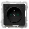 Ospel GP-1RZPUSBAC/m/33 SONATA Viengubas lizdas su įžeminimu ir srovės kelio skląsčiais, su USB A+C įkrovikliu, juodos metalinės spalvos GP-1RZPUSBAC/m/33