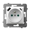 Ospel GP-1UZPUSBAC/m/18 ARIA Viengubas lizdas su įžeminimu ir srovės kelio skląsčiais, su USB A+C įkrovikliu, sidabrinis GP-1UZPUSBAC/m/18