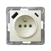 Ospel GP-1YZPUSBAC/m/00 IMPRESJA Viengubas lizdas su įžeminimu ir srovės kelio skląsčiais, su USB A+C įkrovikliu, baltas GP-1YZPUSBAC/m/00