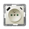 Ospel GP-1YZPUSBAC/m/27 IMPRESJA Viengubas lizdas su įžeminimu ir srovės kelio skląsčiais, su USB įkrovikliu A+C, ekru GP-1YZPUSBAC/m/27